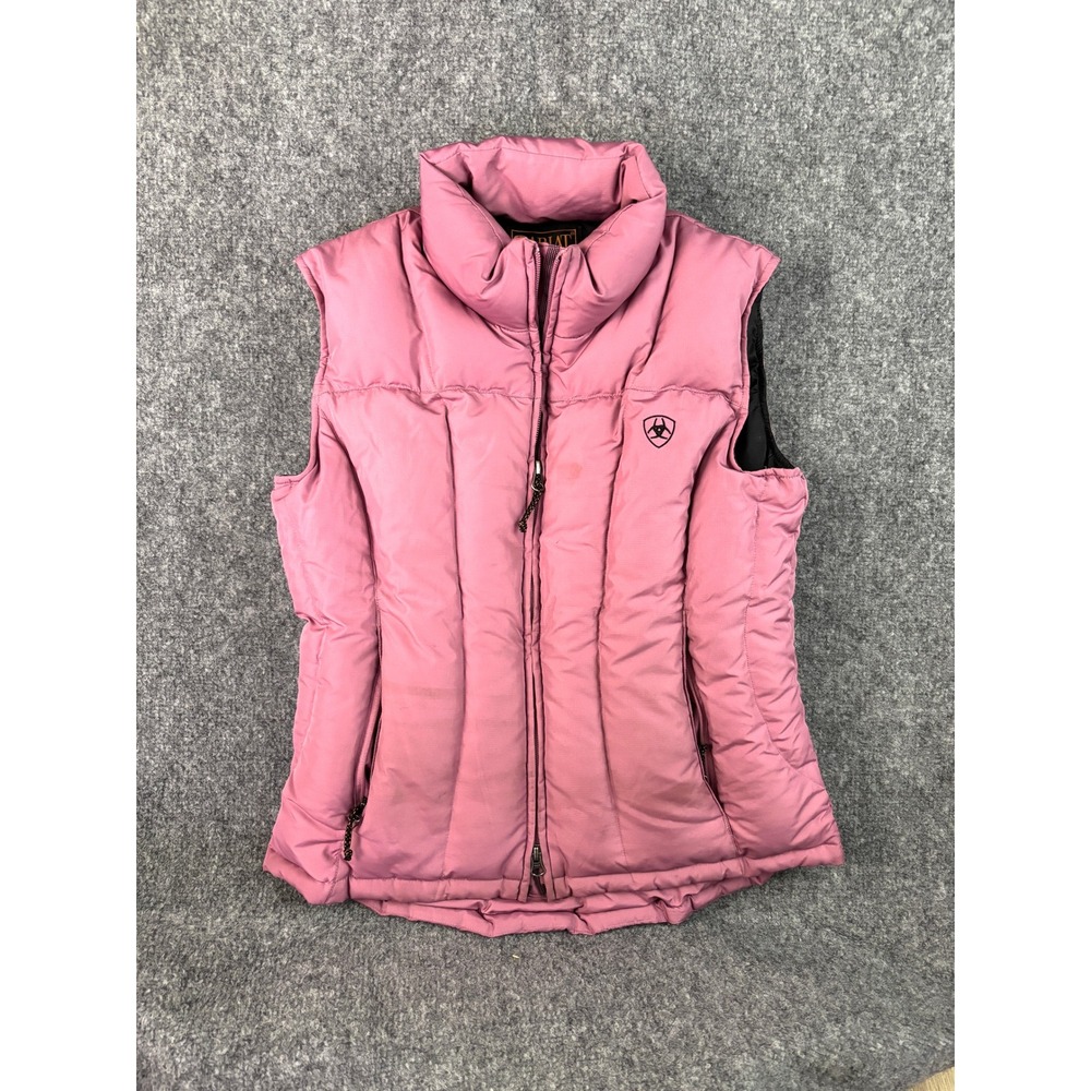 Ariat Women's Pink Quilted Puffer Vest Full Zip Western Outdoor Size Small
